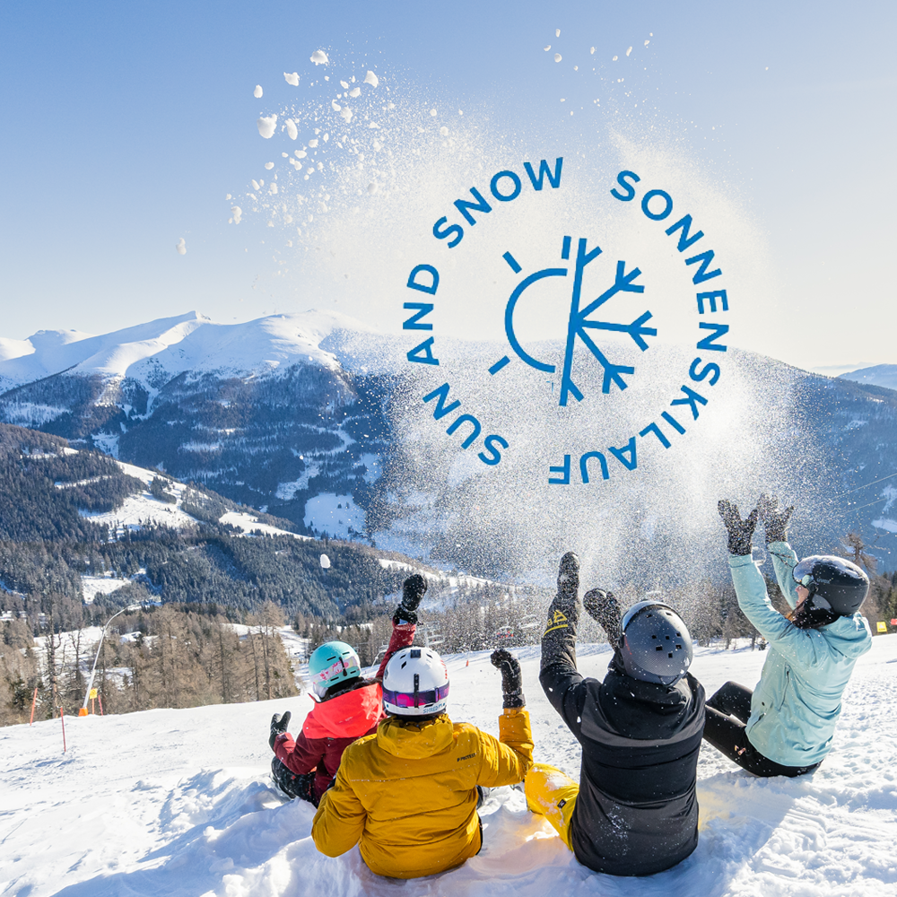 Sonnenskilauf in Bad Kleinkirchheim im März – Skifahrer genießen die Frühlingssonne in Kärnten